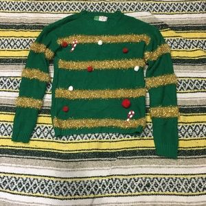 Christmas sweater frilly shiny large